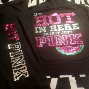 Victoria's Secret Pink "Hot in here"  Watermelon Shine Bling Set. L